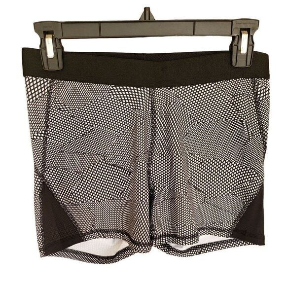 Women's Bike Shorts Black White 3" Spandex Geometric Print Yoga Short Medium - Picture 3 of 6